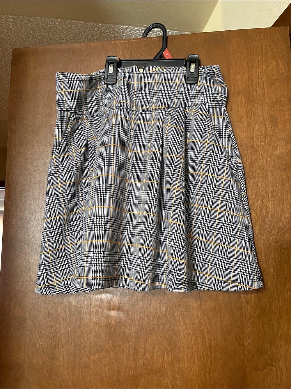 Potter's Pot Gray Plaid Mini Skirt with Yellow Windowpane